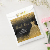Gold Dress Faux Glitter Sweet 16 Birthday Bedankzakje (Gezegeld)