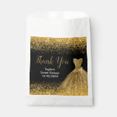 Gold Dress Faux Glitter Sweet 16 Birthday Bedankzakje (Voorkant)