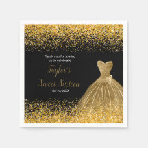 Gold Dress Faux Glitter Sweet 16 Birthday