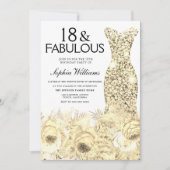 Gold Dress Floral 18 & Fabulous 18th Birthday Kaart (Voorkant)