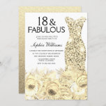 Gold Dress Floral 18 & Fabulous 18th Birthday Kaart<br><div class="desc">Gold Dress Floral 18 & Fabulous 18th Birthday Invitation Variations to the uitnodiging and matching items in onze winkel</div>