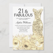 Gold Dress Floral 21 & Fabulous 21st Birthday Kaart (Voorkant)