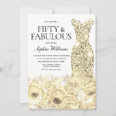 Gold Dress Floral 50 jaar en 50 jaar oud Kaart (Voorkant)