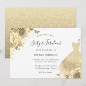 Gold Dress Floral 60e verjaardag 60e verjaardag en Kaart