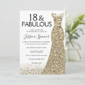 Gold Dress Glitter Girls 18e verjaardag Kaart (Staand voorkant)