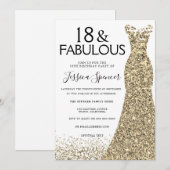 Gold Dress Glitter Girls 18e verjaardag Kaart (Voorkant / Achterkant)