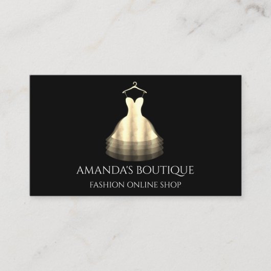 Gold Dress Logo Mode Boutique Online Shop Faux Visitekaartje (Voorkant)