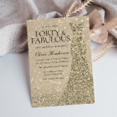 Gold Dress Womans 40th Birthday Party Sparkle Kaart