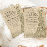 Gold Dress Womans 50th Birthday Party Sparkle Kaart<br><div class="desc">Gold Dress Womans 50th Birthday Party Sparkle Invitation - 50 & Fabulous womans 50th verjaardagsfeest Ook beschikbaar als digitale download Variaties voor de uitnodiging en overeenkomende objecten in onze winkel</div>