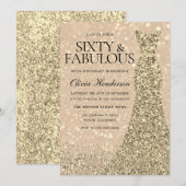 Gold Dress Womans 60th Birthday Party Sparkle Kaart (Voorkant / Achterkant)