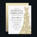 Gold Dress Womans 70th Birthday Budget Invite<br><div class="desc">Gold Dress Womans 70th Birthday Budget nodigt een goedkoper alternatief uit dan een standaarduitnodiging.</div>