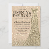 Gold Dress Womans 70th Birthday Party Sparkle Kaart (Voorkant)
