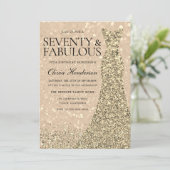 Gold Dress Womans 70th Birthday Party Sparkle Kaart (Staand voorkant)