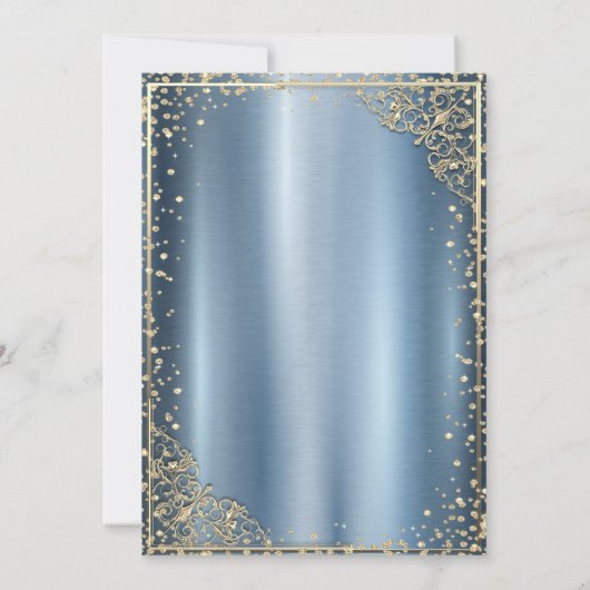 Gold DressTiara, Diamonds Blue Quinceañera Kaart (Achterkant)