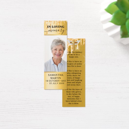 Gold Drids Elegant Memorial Funeral Bladwijzer Mini Visitekaartjes (Bureau)