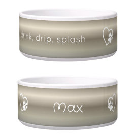 Gold 'drink drip splash' Dog Name Bowl Voerbakje