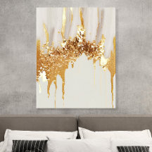Gold Drip Abstracte Acryl Wall Art Tegel