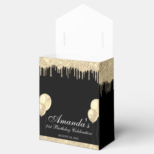 Gold Drip Glamor Photo Favor Box Bedankdoosjes (Geopend)
