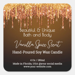 Gold Drip Glitter Fles Kaarsenpot Product Label