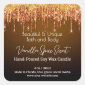 Gold Drip Glitter Fles Kaarsenpot Product Label (Voorkant)