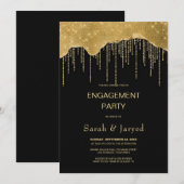 Gold Drip Glitter Verloving Kaart (Voorkant / Achterkant)