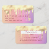 Gold Drip Paarse Rainbow-creditcard Visitekaartje (Voorkant / Achterkant)