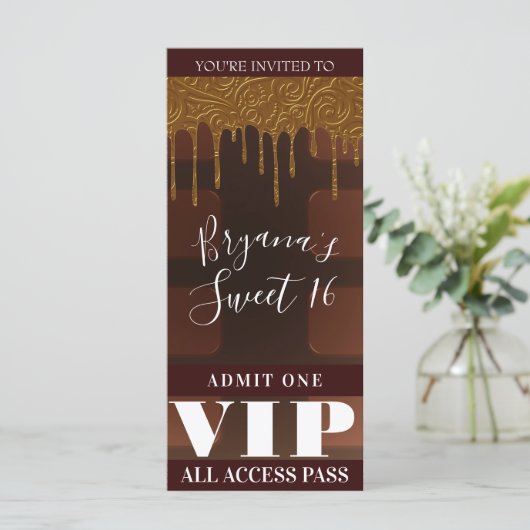 Gold Drip Wrapper Chocolate Snoep Bar VIP (Staand voorkant)