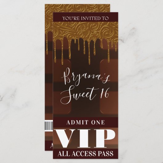 Gold Drip Wrapper Chocolate Snoep Bar VIP (Voorkant / Achterkant)