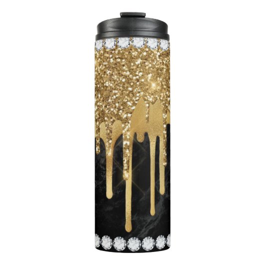 Gold Dripping Diamond en Gold Thermal Tumbler Thermosbeker (Voorkant)