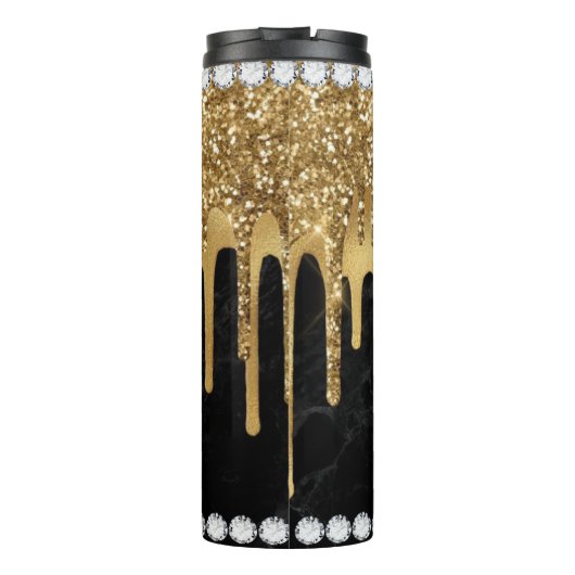 Gold Dripping Diamond en Gold Thermal Tumbler Thermosbeker (Achterkant)