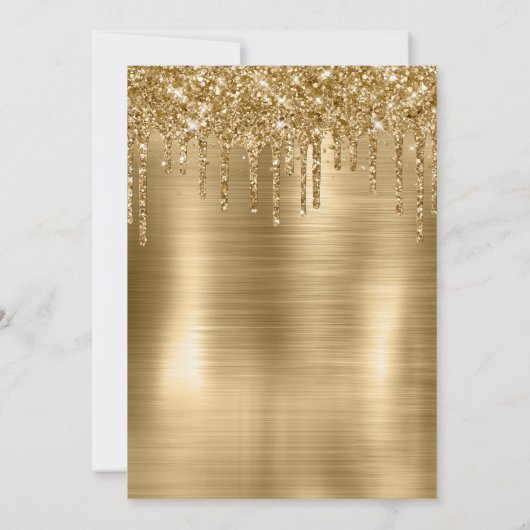 Gold Dripping Glitter en Folie Sweet 16 Kaart (Achterkant)