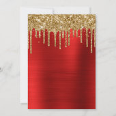 Gold Dripping Glitter Red Folie Sweet 16 Kaart (Achterkant)
