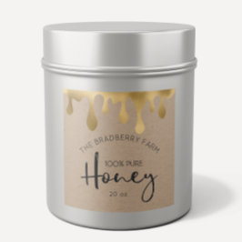 Gold Drips 100% pure Honey Jar Kraft Labels