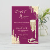 Gold Drips Chic Pearls Prosecco Vrijgezellenfeest Kaart (Staand voorkant)