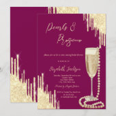Gold Drips Chic Pearls Prosecco Vrijgezellenfeest Kaart (Voorkant / Achterkant)