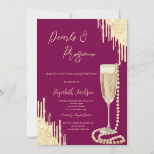 Gold Drips Chic Pearls Prosecco Vrijgezellenfeest Kaart