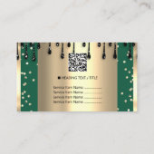 Gold Drips Lijst Glitter Confetti Zwart Groen Visitekaartje (Achterkant)