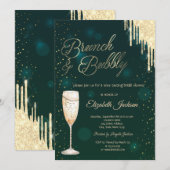 Gold Drips Wijn Groene Brunch & Bubbly Kaart (Voorkant / Achterkant)