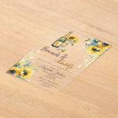 Gold Drips Zonnebloemen Wijn Vrijgezellenfeest Acryl Uitnodigingen (Laagn)