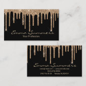 Gold Drips Zwart Elegant Uniek Aangepast Visitekaartje (Voorkant / Achterkant)