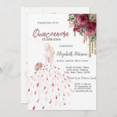 Gold Drivers, dress, Waterverf Rozen Quinceanera Kaart (Voorkant / Achterkant)