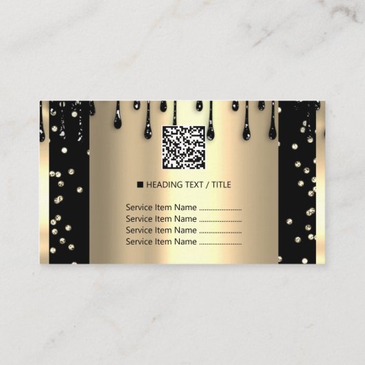 Gold Drivers Lijst Glitter Confetti Black SPA Visitekaartje (Achterkant)