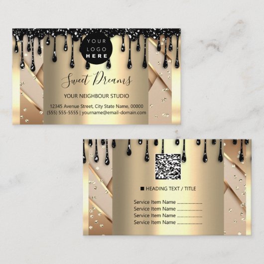 Gold Drivers Lijst Glitter Confetti Visitekaartje (Voorkant / Achterkant)