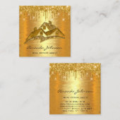 Gold Drives Logo House Real Estate Agent VIP Vierkante Visitekaartje (Voorkant / Achterkant)
