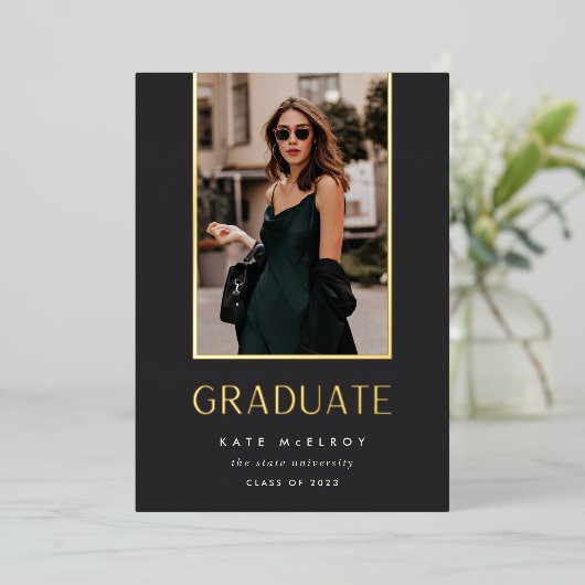 Gold Drop | Aankondiging Folie Foto Afstuderen (Staand Voorkant)