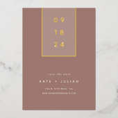 Gold Drop | Moderne minimale Folie Sla de datumkaa Uitnodiging (Voorkant)