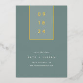 Gold Drop | Moderne minimale Folie Sla de datumkaa Uitnodiging (Voorkant)