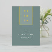 Gold Drop | Moderne minimale Folie Sla de datumkaa Uitnodiging (Staand Voorkant)