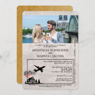 Gold Duitsland Passport Uitnodiging voor het Huwel