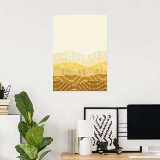 Gold Dunes Minimalistisch Abstract Boho Design Poster (Thuiskantoor)